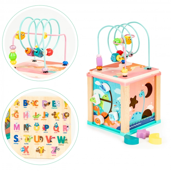 Houten educatieve kubus dino ECOTOYS