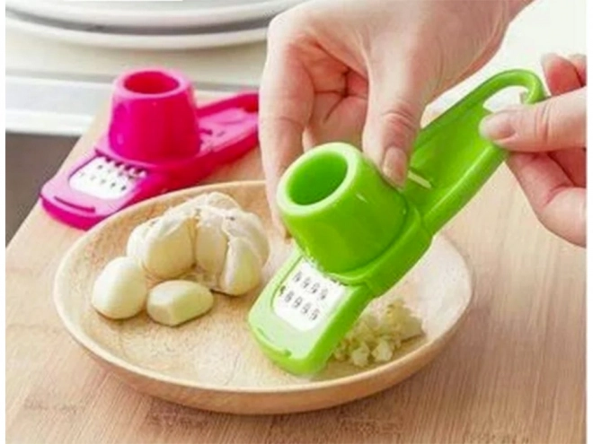 Mini-rasp voor knoflook en gember met veiligheidshouder – groen