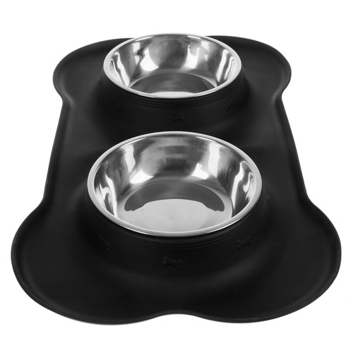 Dual Pet Bowls with Silicone Stand