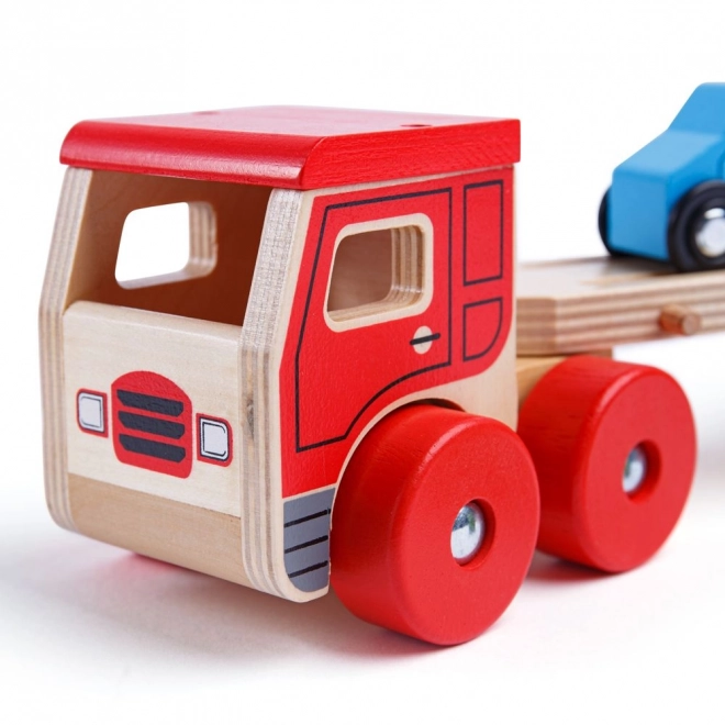 Houten vrachtwagen met auto's van Bigjigs Toys