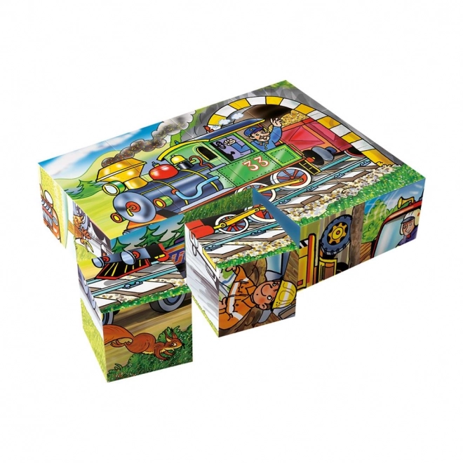 Kinderbildwürfel mit Motiv Lokomotive