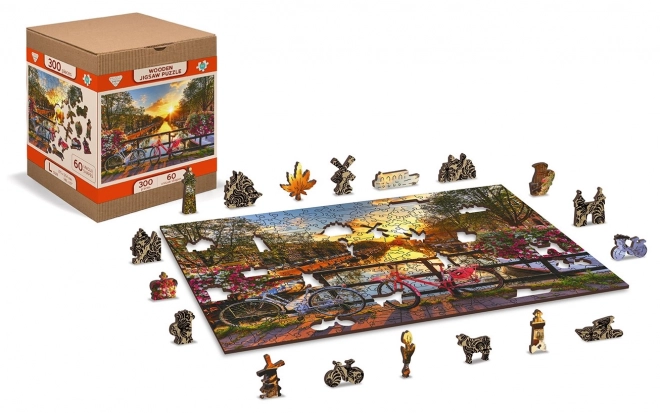 Houten puzzel fietsen in Amsterdam