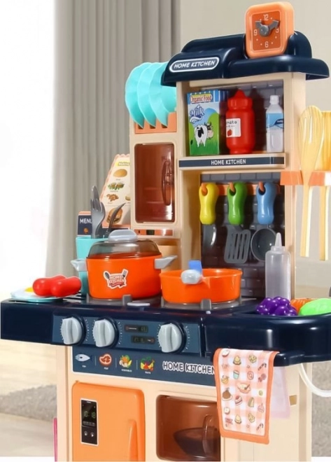 Kinderkeuken met LED stoomgenerator 42 accessoires marineblauw