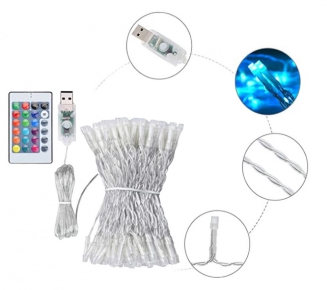 LED gekleurde gordijn met lantaarns - 3 m, 200 LED