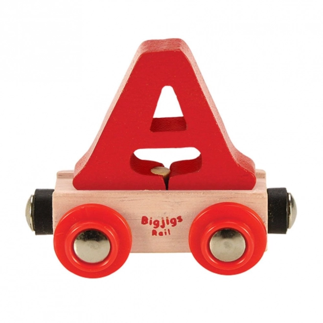 Houten wagon voor treinbaan met letter A