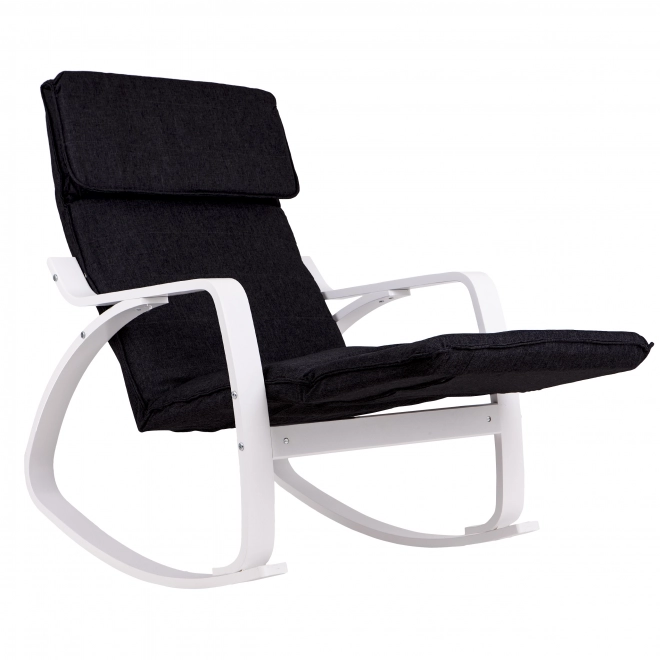Fauteuil à bascule avec repose-pieds réglable de ModernHome en blanc et noir