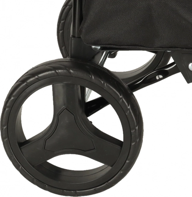 Black shopping cart with wheels and frame