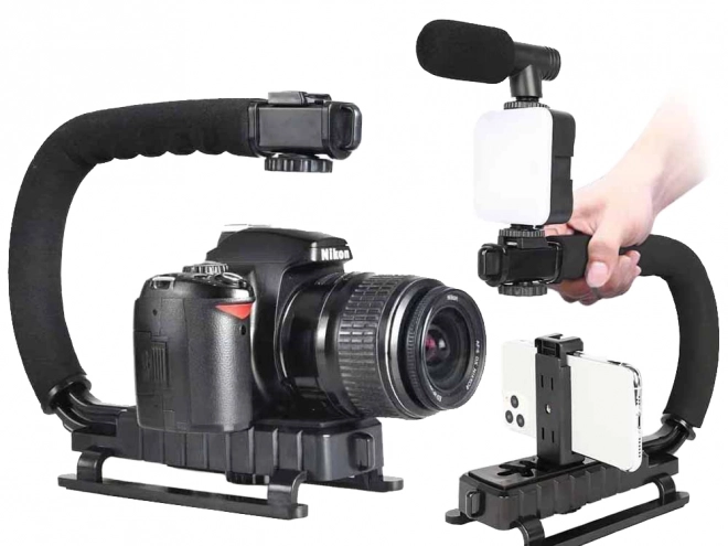 Kit de vlogging avec support, lumière LED et microphone