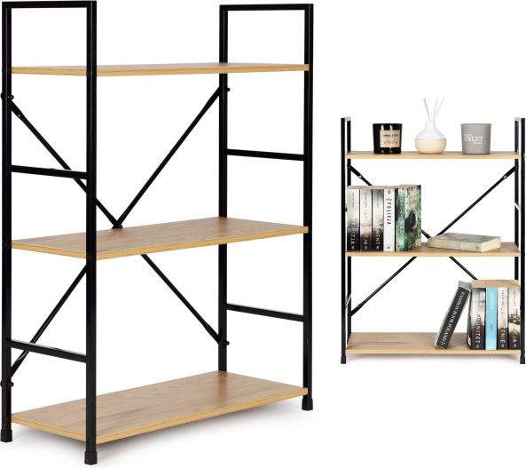 Brede houten plank met metalen frame in LOFT-stijl, 3 planken ModernHome