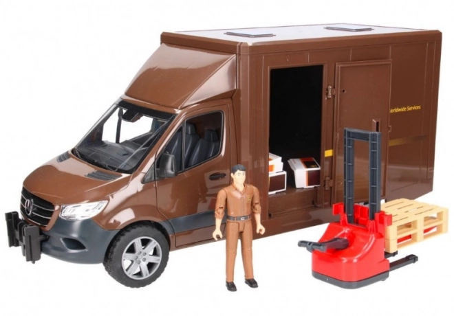 UPS Bruder MB Sprinter bestelwagen met figuur en accessoires