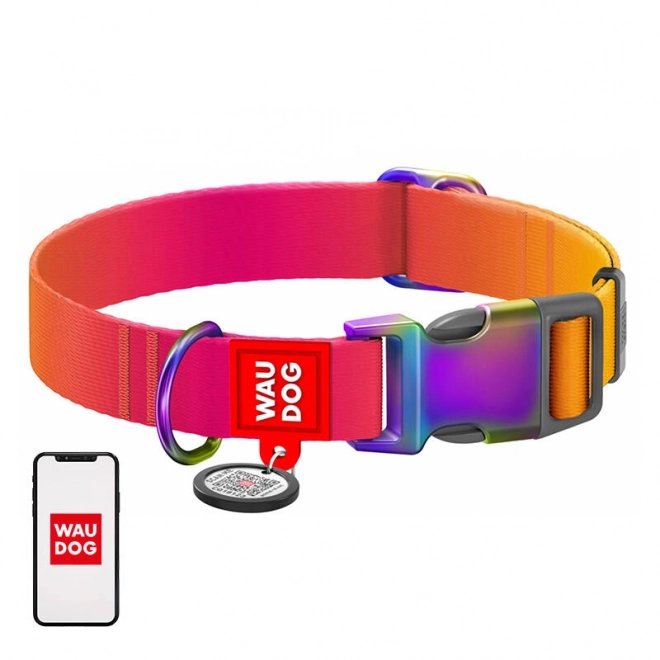 Nylon hondenhalsband met QR-code WAUDOG, oranje
