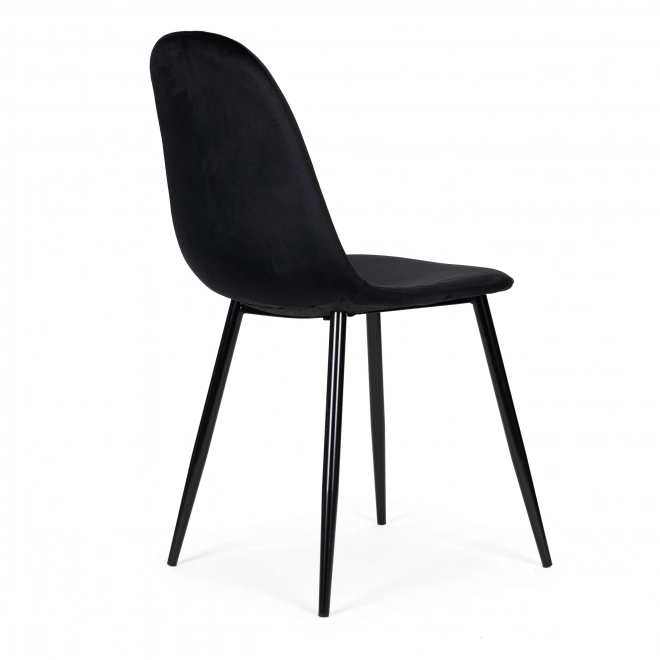 Set van 4 fluwelen eetkamer- en woonkamerstoelen - zwart