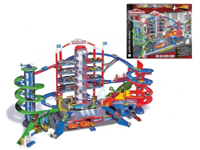 Garage Super City + 6 petites voitures et train