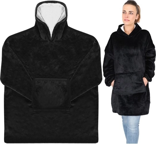 Oversized dekenhoodie, zwart