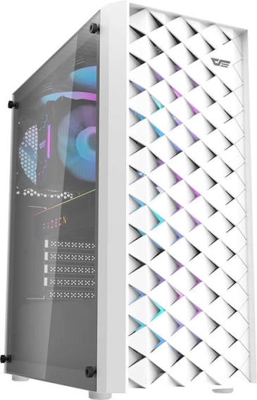 Boîtier PC Darkflash DK351, blanc, verre trempé et 4 ventilateurs