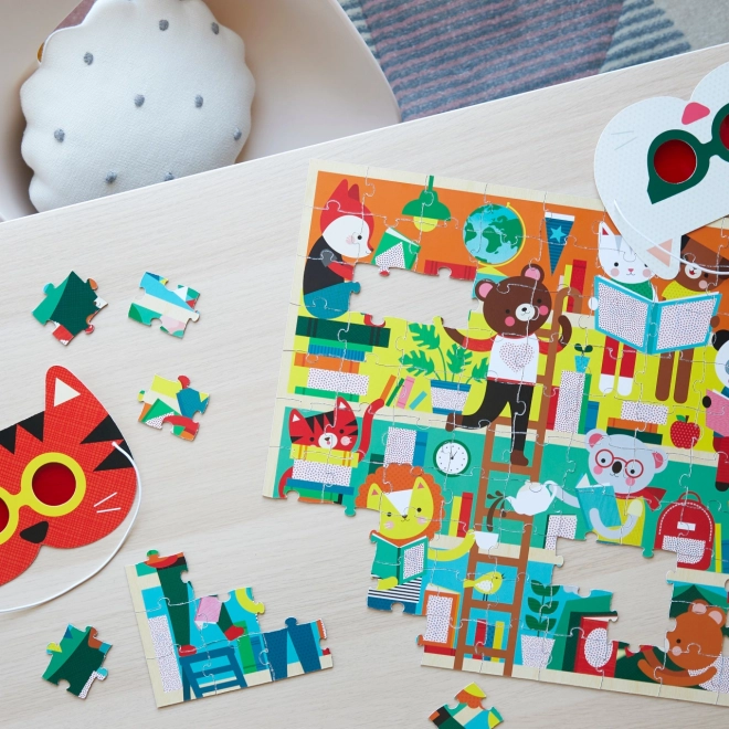 Petit Collage puzzel bibliotheek met 3D-brillen