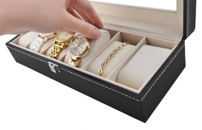 Watch And Jewelry Organizer With 6 Compartments