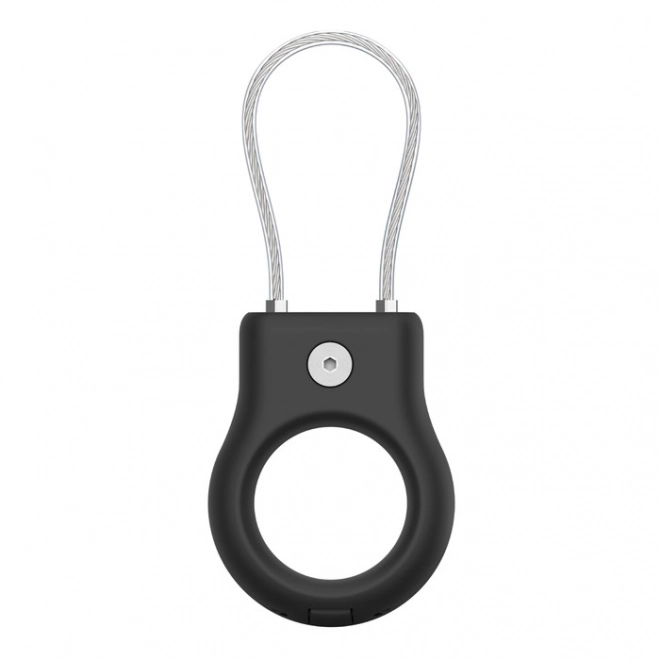 Support sécurisé avec câble pour AirTag noir