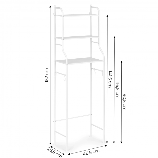 Hoge badkamerplank met 3 planken, aluminium constructie