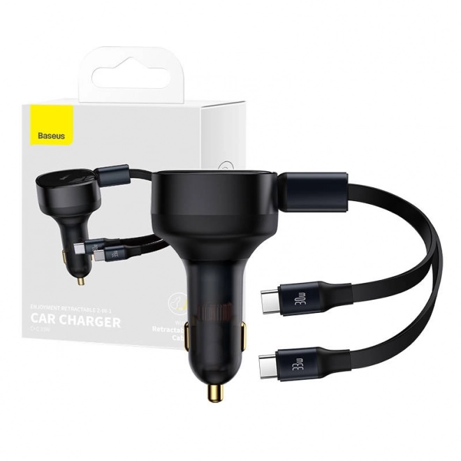 Baseus autoadapter met USB-C-kabel, 33 W
