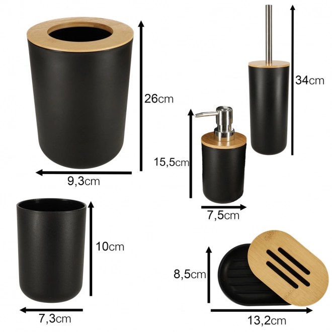 Ensemble élégant d'accessoires de salle de bain 6 pcs noir
