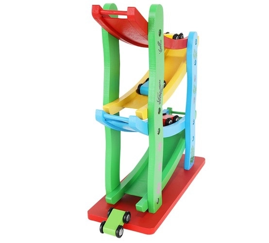 Kruzzel 9349 kleurrijke racebaan 4 autootjes