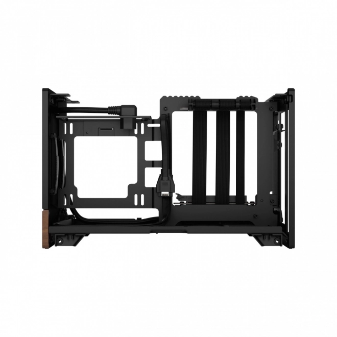 Elegante zwarte computerset met houten basis