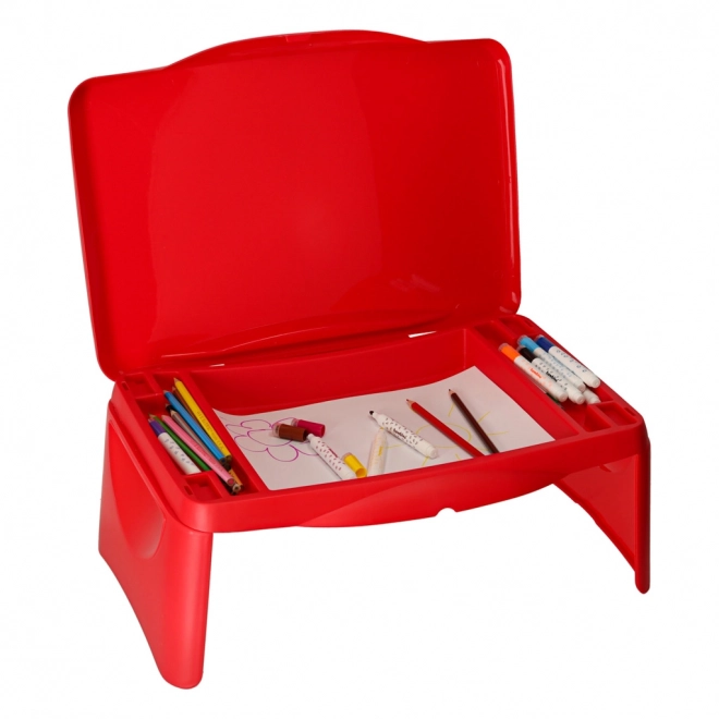 Kinderautotafel met opbergruimte rood
