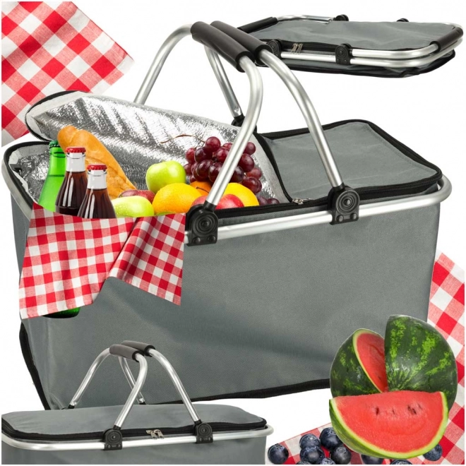 Opvouwbare thermische picknickmand grijs