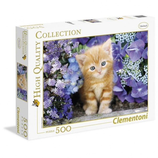 Puzzel kitten in bloembed 500 stukjes