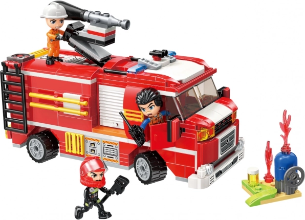 Qman camion-citerne de pompiers Mine City Fire Line avec canon à eau (jeu de construction 370 pièces)