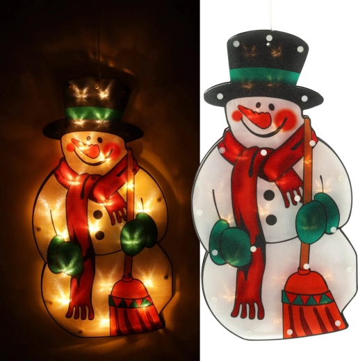 LED hängende Weihnachtsdeko fürs Fenster – Tannenbaum 45 cm – Schneemann