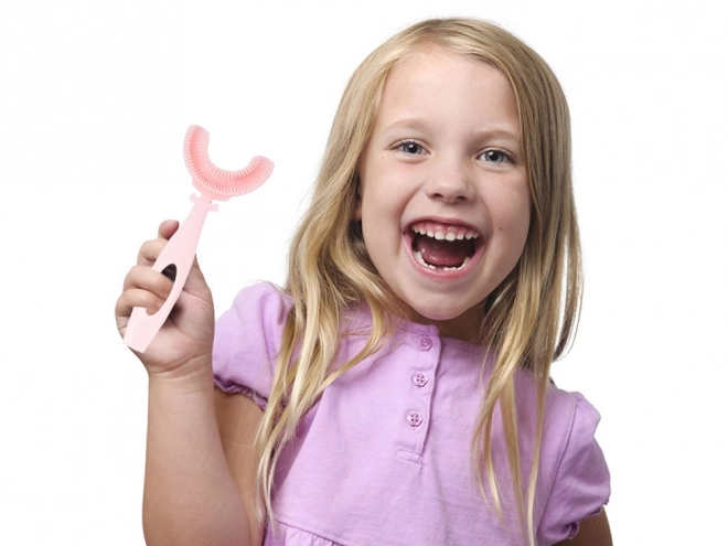 Siliconen kindertandenborstel in de vorm van een U