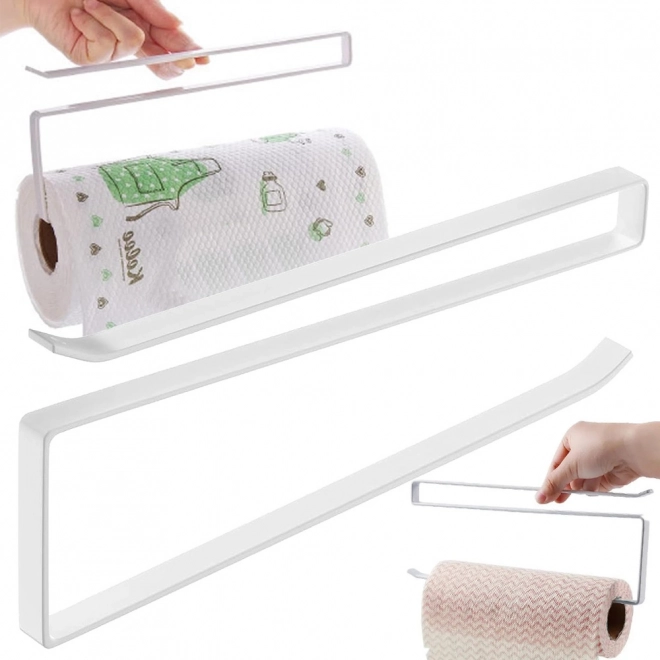 Under-shelf slide-on paper towel holder – metal, matte white