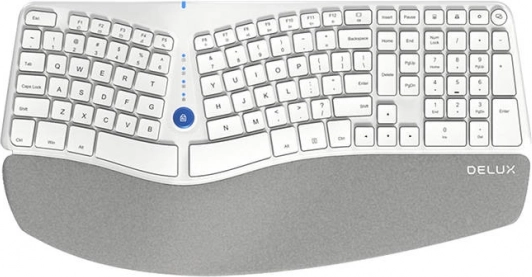 Clavier ergonomique sans fil Delux avec repose-poignets (blanc)