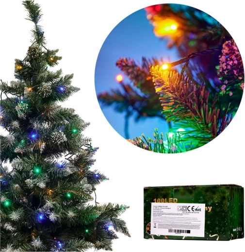 Kerst LED-lichtsnoer 10 m, 100 LED, 8 standen – Multicolor