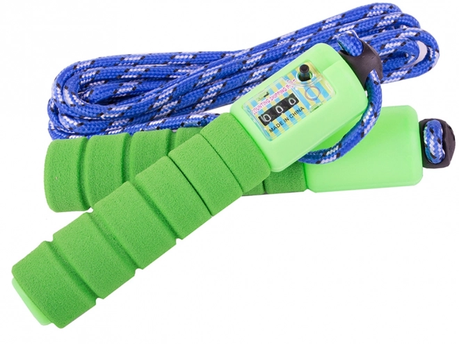 Green jump rope with digital counter for fitness