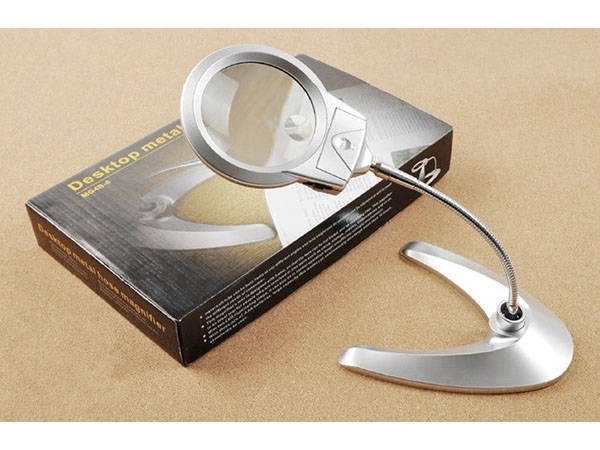 Loupe de bureau avec 2 LED 2x 6x bras réglable