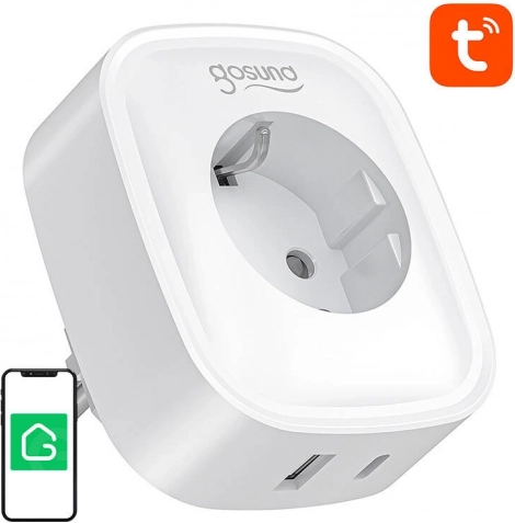 Slimme Gosund-stopcontact met usb‑c 20 W, wifi/bluetooth en verbruiksmeting, 16 A