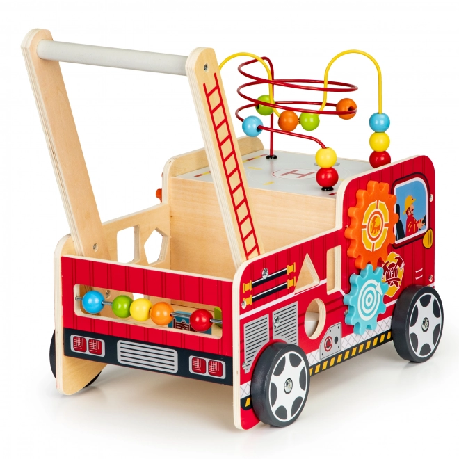 Wooden Educational Walker with Blocks - Fire Truck ECOTOYS