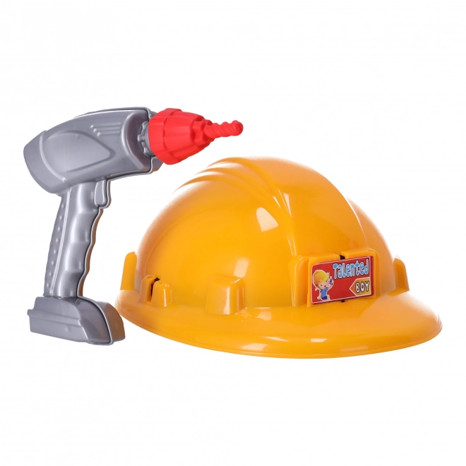 Set voor kleine klusser met helm en gereedschap