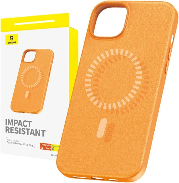 BASEUS Fauxther Magnetic Case for iPhone 15 Plus (Orange)