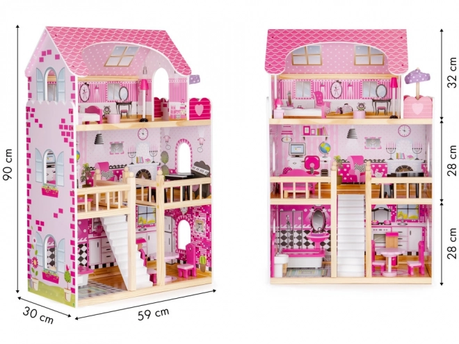 Houten poppenhuis met meubels van ECOTOYS