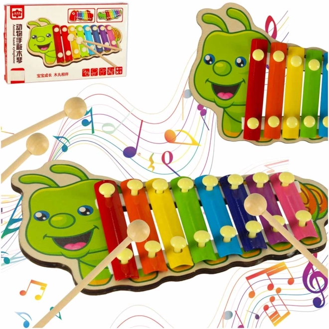 Colorful Children's Xylophone in the Shape of a Caterpillar