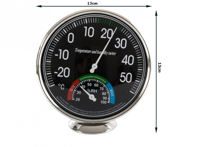 Analoge binnen hygrometer en thermometer zwart