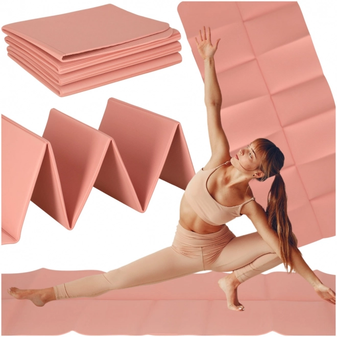 Tapis pliable pour la pratique du yoga 183x61x0,4 cm rose