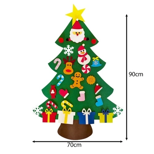 DIY Filz-Weihnachtsbaum mit Dekorationen 90 cm