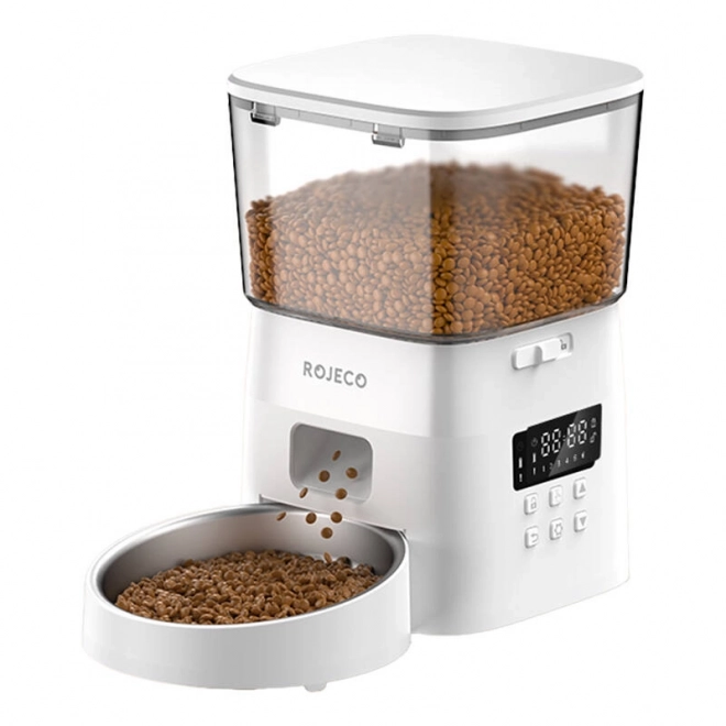 Rojeco Intelligent 2L automatische voerautomaat voor huisdieren met knopversie (wit)