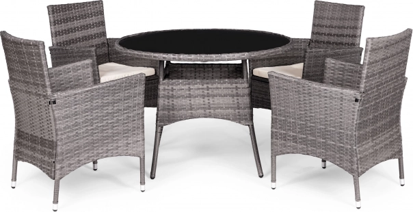 Tuimeubelen van polyrotan - 4 stoelen + ronde tafel MultiGarden