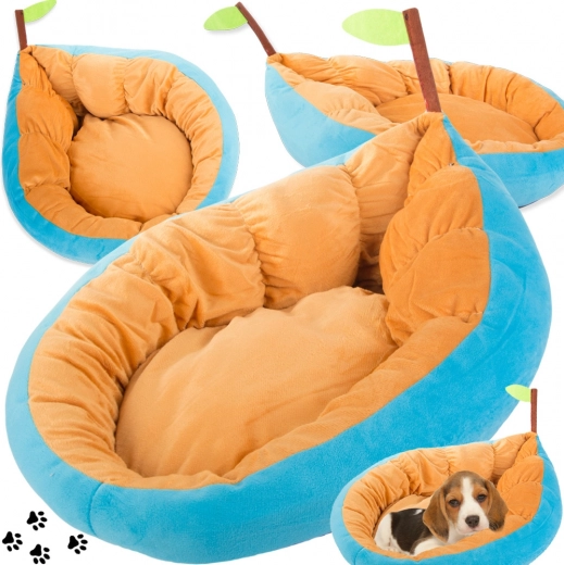 Pluchen dierenbed in bladvorm voor honden en katten